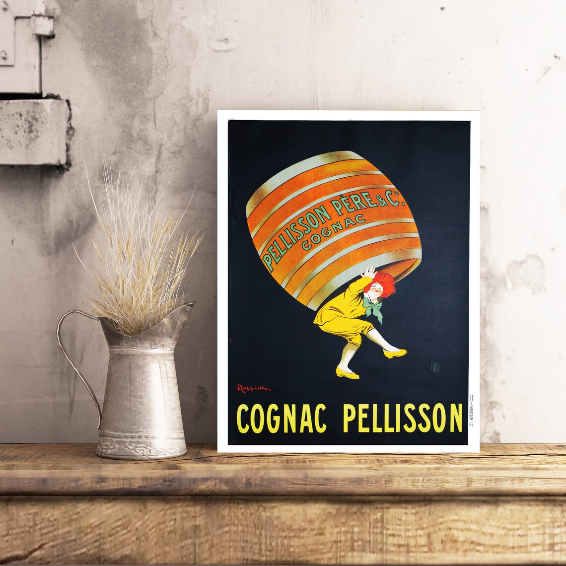 Cognac Pellisson Giant Barrel Vintage French Cognac Ad Poster - Image 2