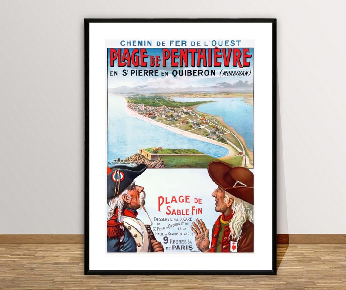 Plage de Penthièvre Vintage French Brittany Beach Travel Poster - Image 2