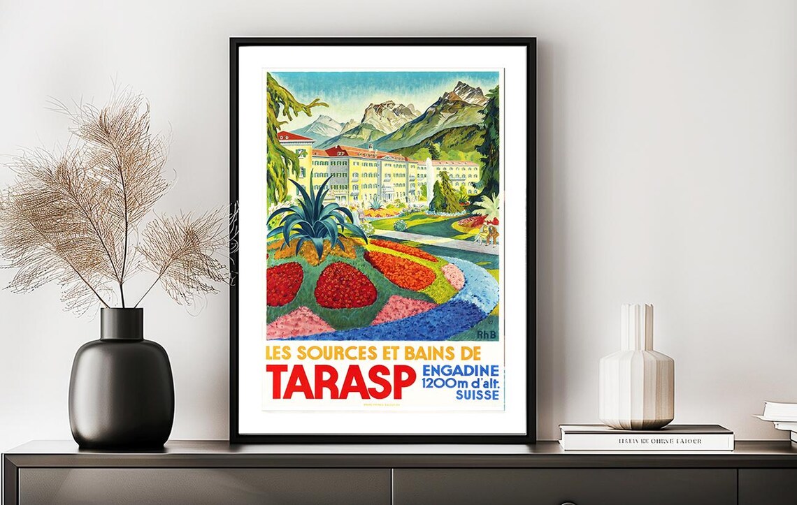 Les Sources Et Bains De Tarasp Engadine Swiss Spa Travel Poster
