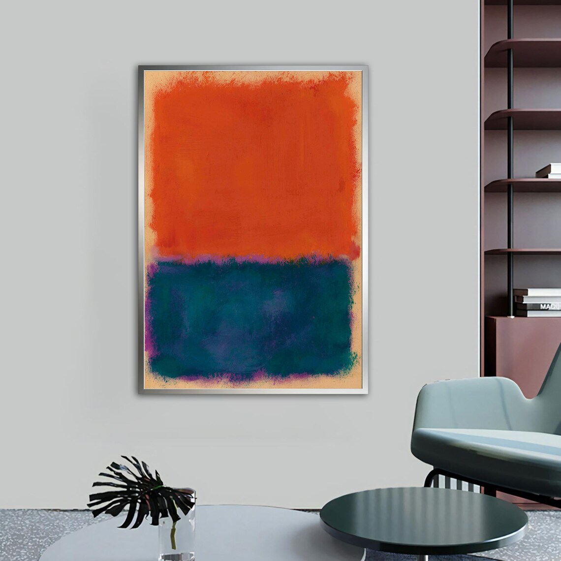 Burnt Orange Deep Teal Color Field Abstract Rothko Style Art Poster - Image 4