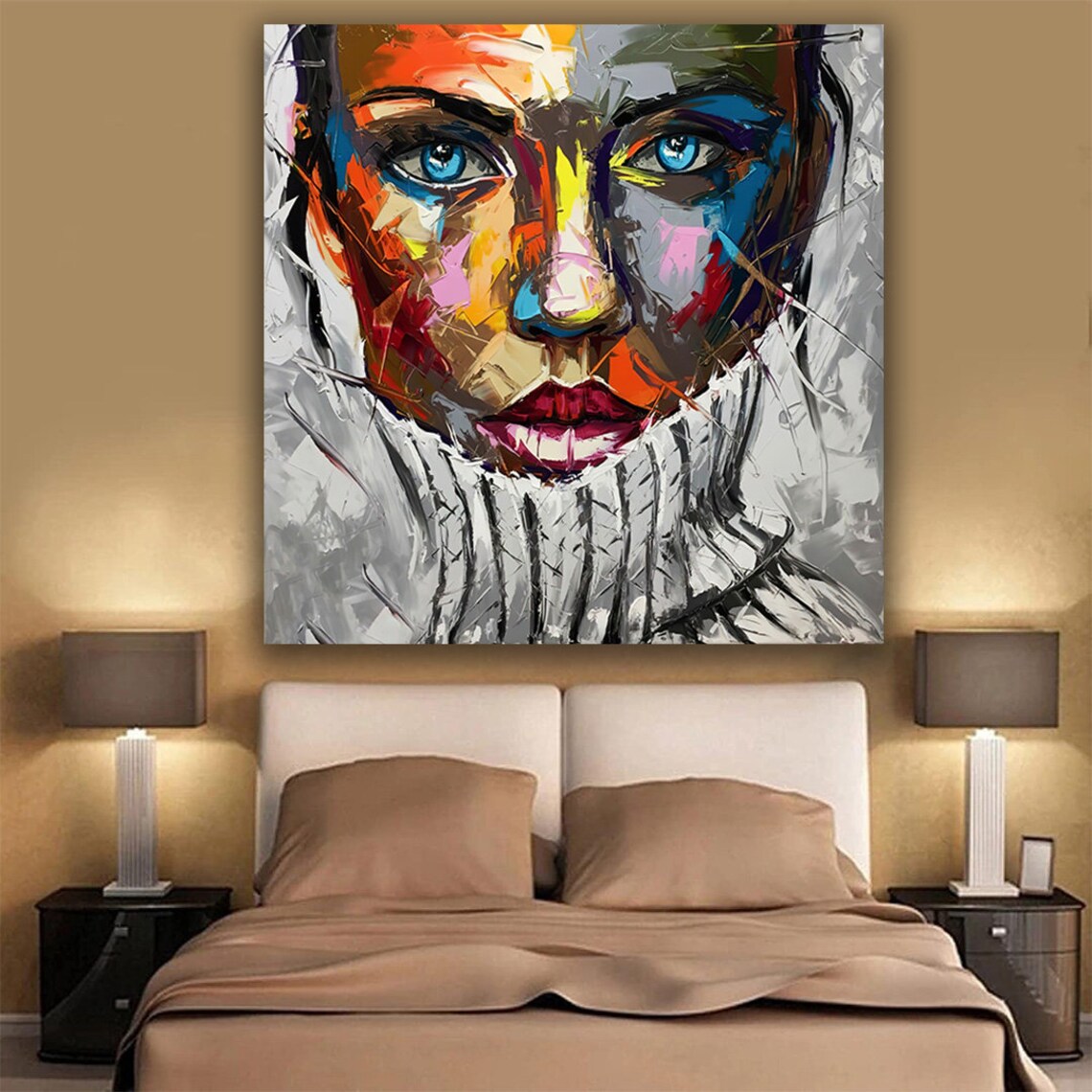 Abstract Girl Face Portrait, Colorful Woman Art Print - Image 3