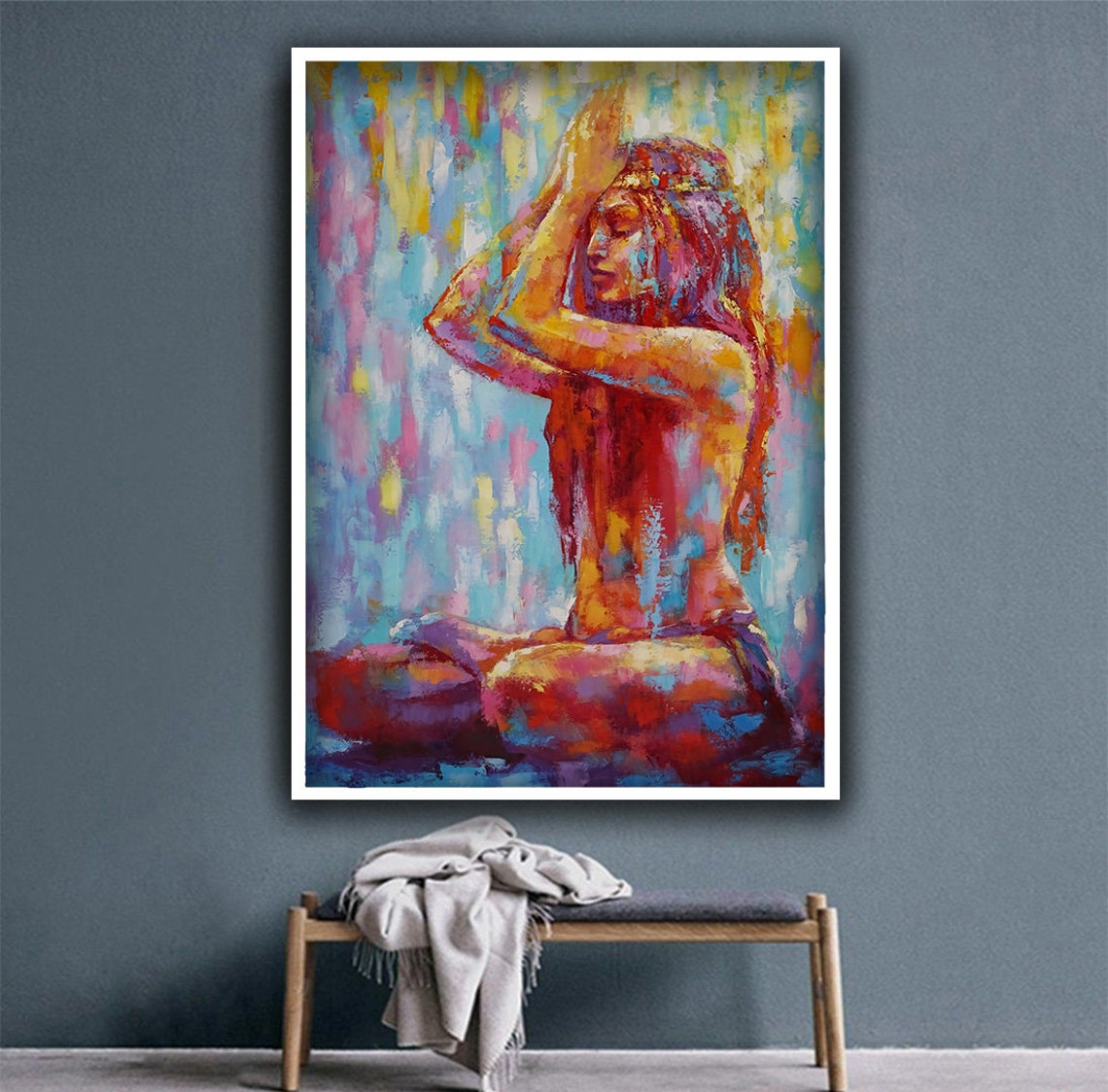 Colorful Abstract Woman Portrait Vibrant Rainbow Brushstroke Wall Art - Image 5