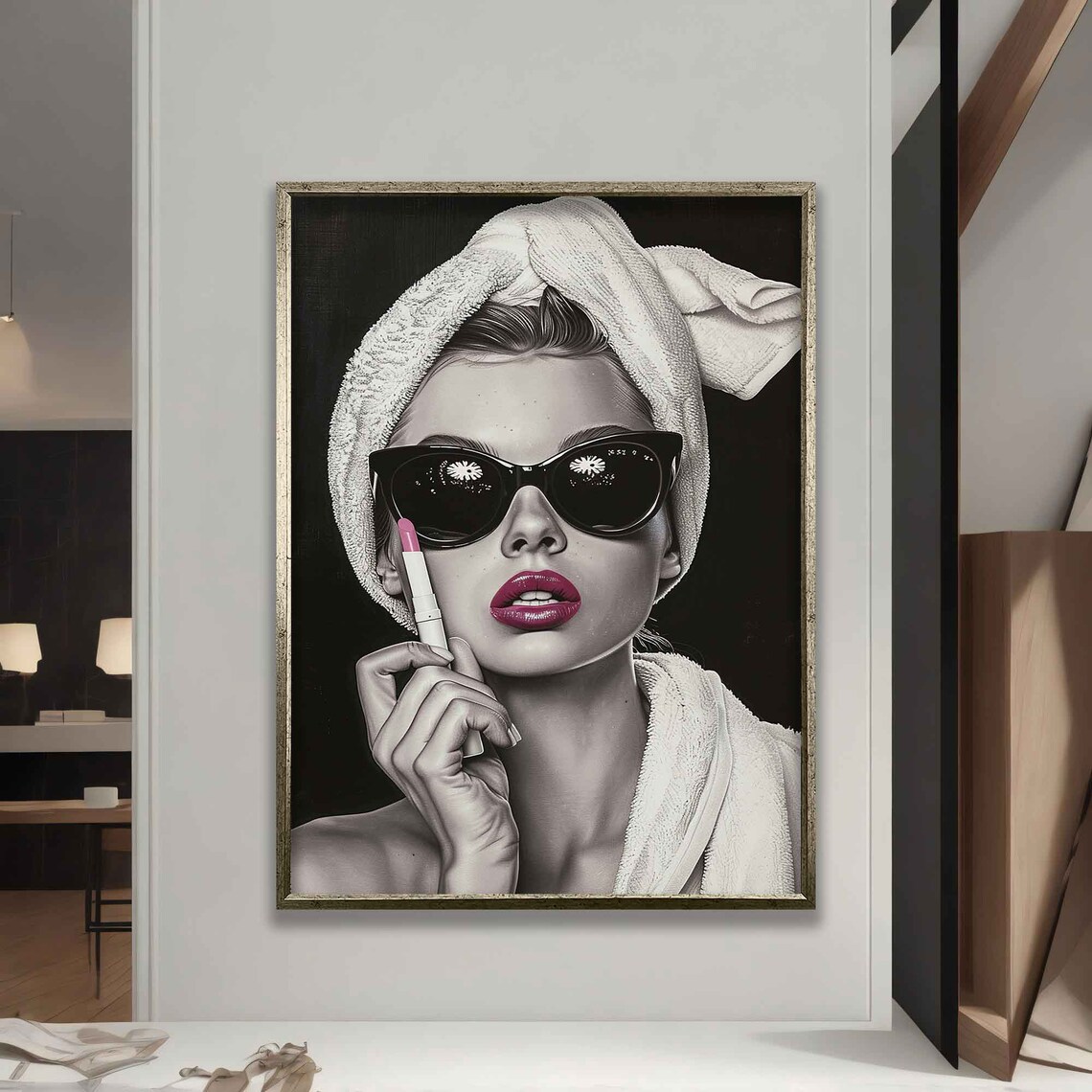 Woman Applying Lipstick Poster, Fashion Portrait - Image 5