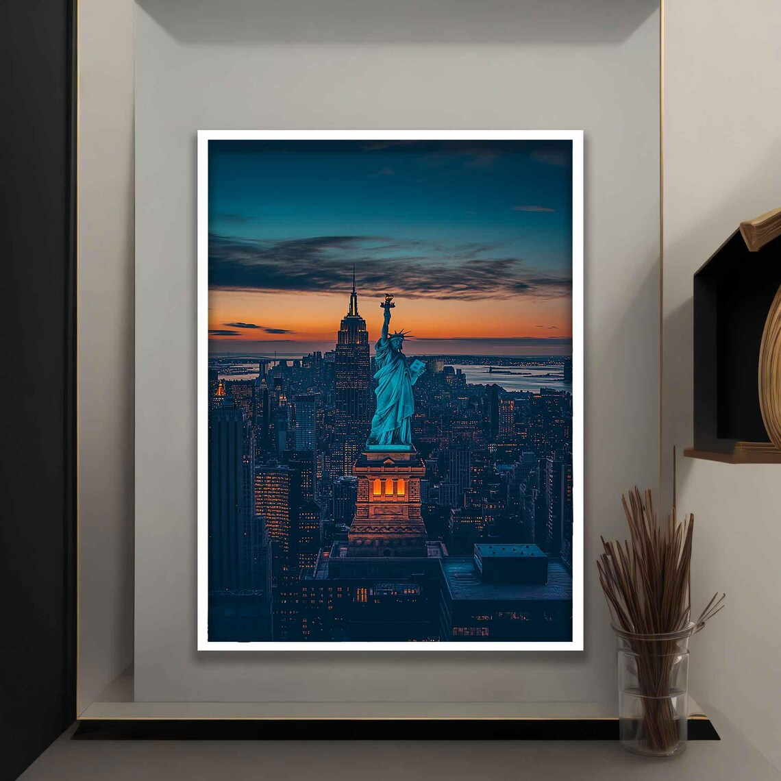 Statue Of Liberty Manhattan Skyline Sunset New York City View Poster - Image 4