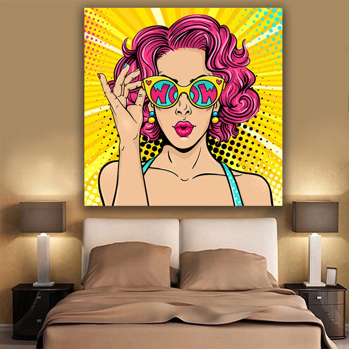 Pop Art WOW Woman Pink Hair Comic Style Retro Wall Art Print Poster - Image 2