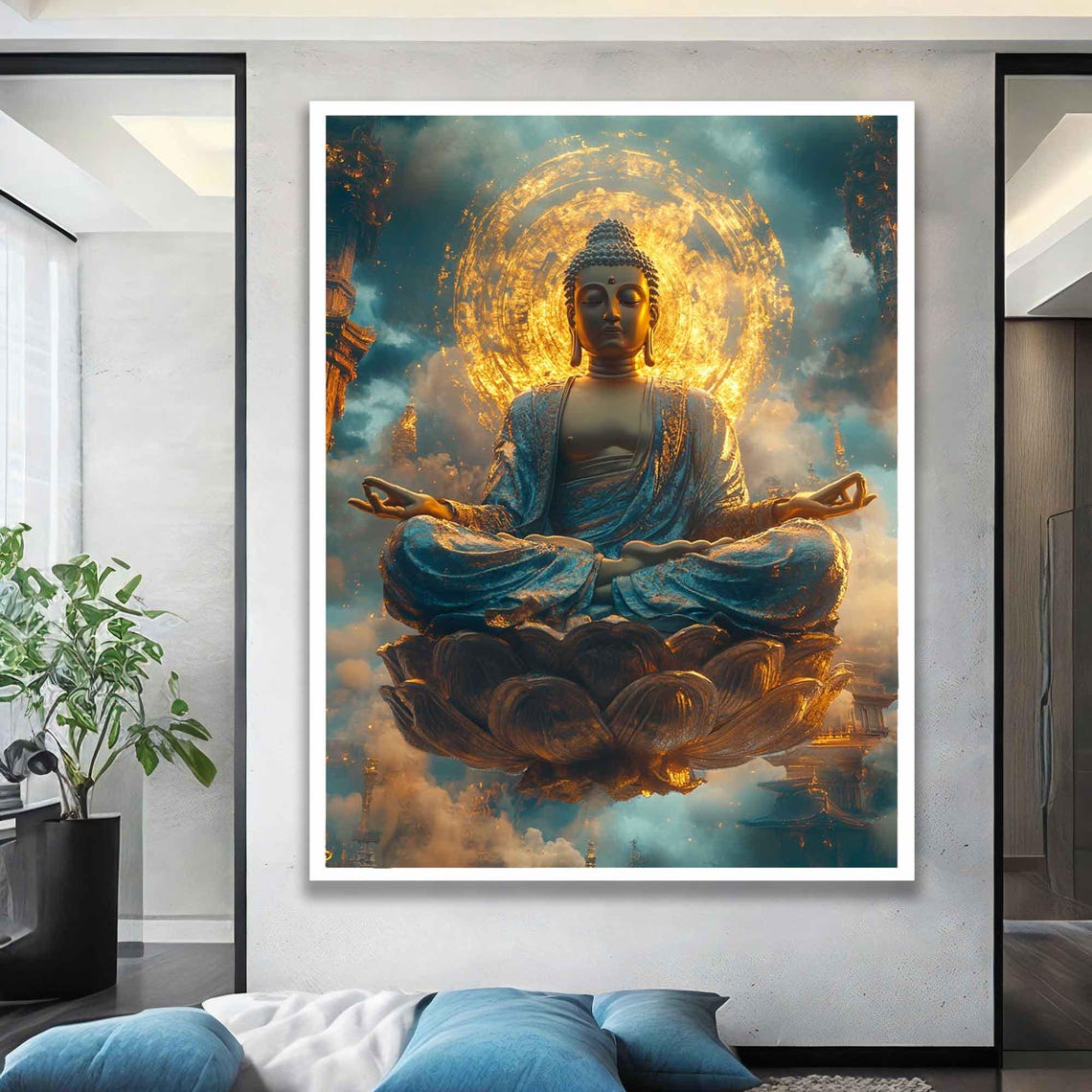 Buddha Art Buddha Decor Gold Buddha Decor Gold Buddha Wall Art Gold Buddha Decor - Image 2
