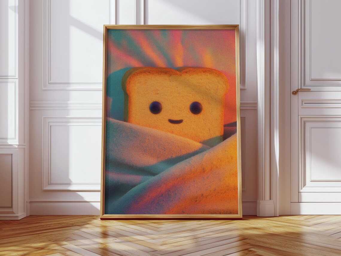 Cute Smiley Toast Animal Poster, Funny Pop Art