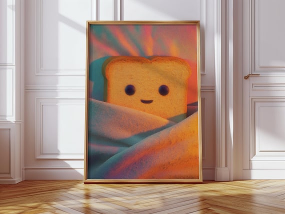 Cute Smiley Toast Animal Poster, Funny Pop Art