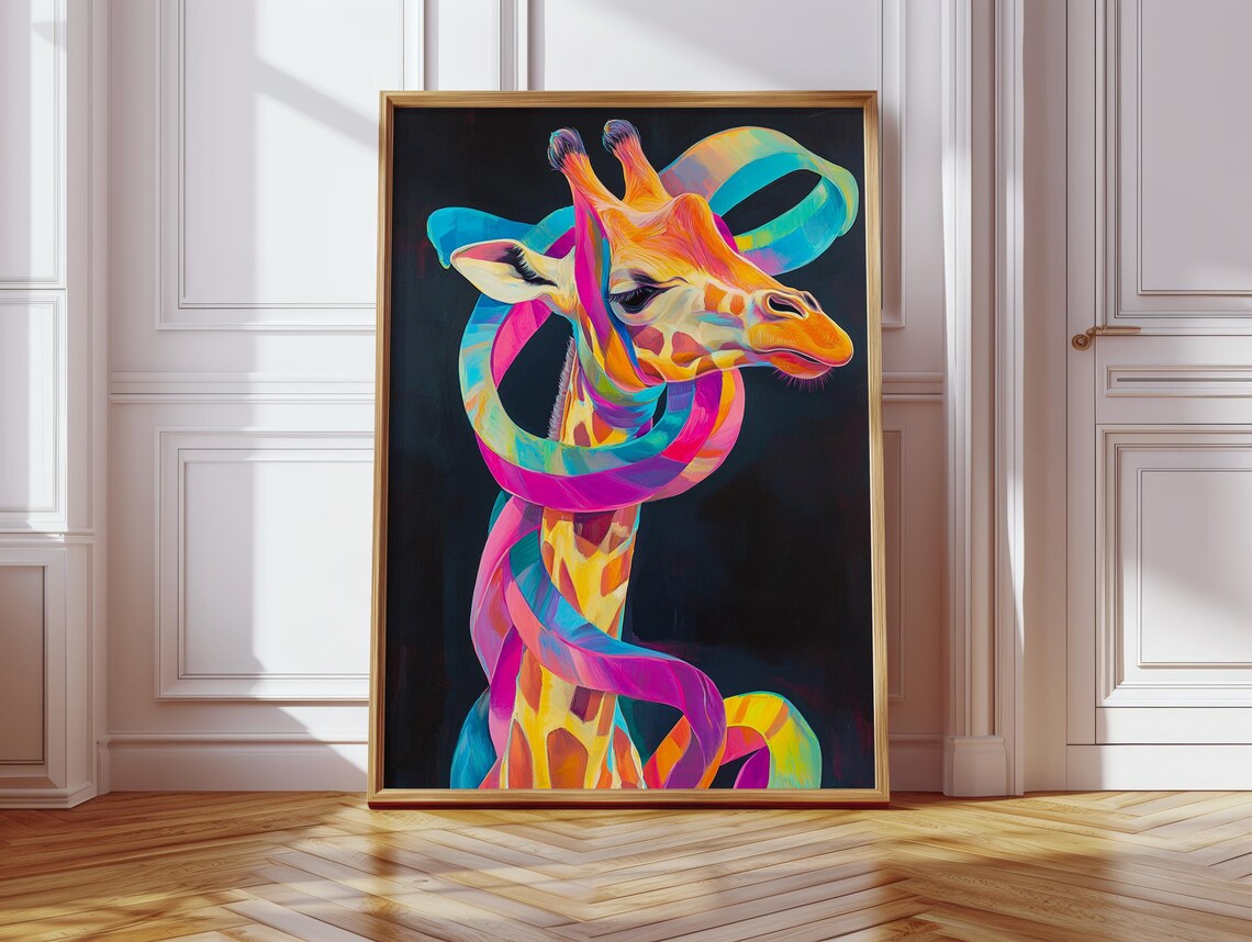 Rainbow African Giraffe Pop Art Print