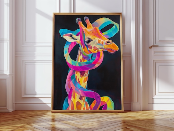 Rainbow African Giraffe Pop Art Print