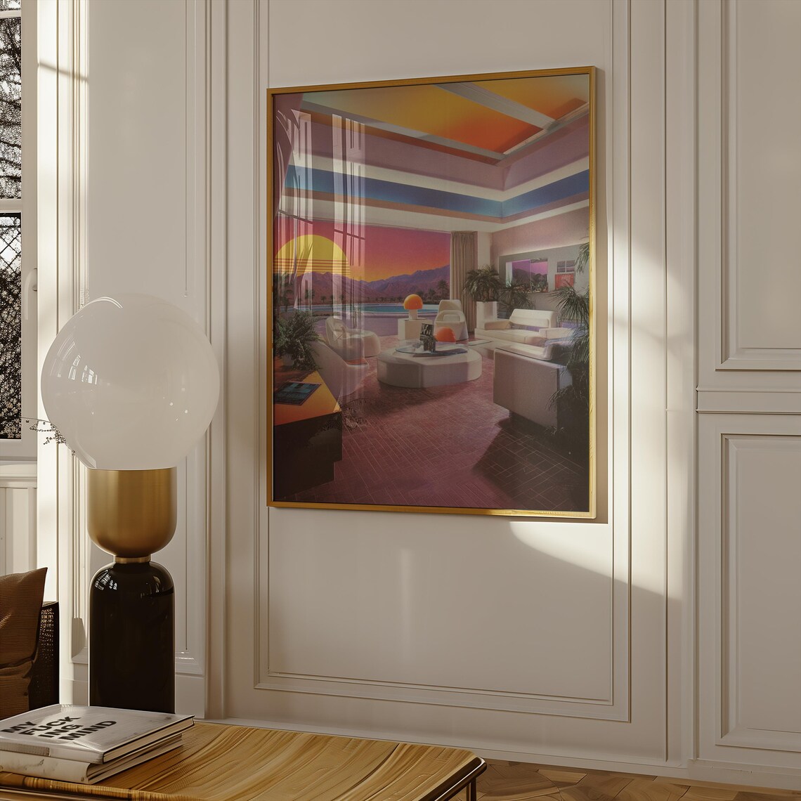 Palm Springs Sunset Inspired Retro Futurism Art Print - Image 2