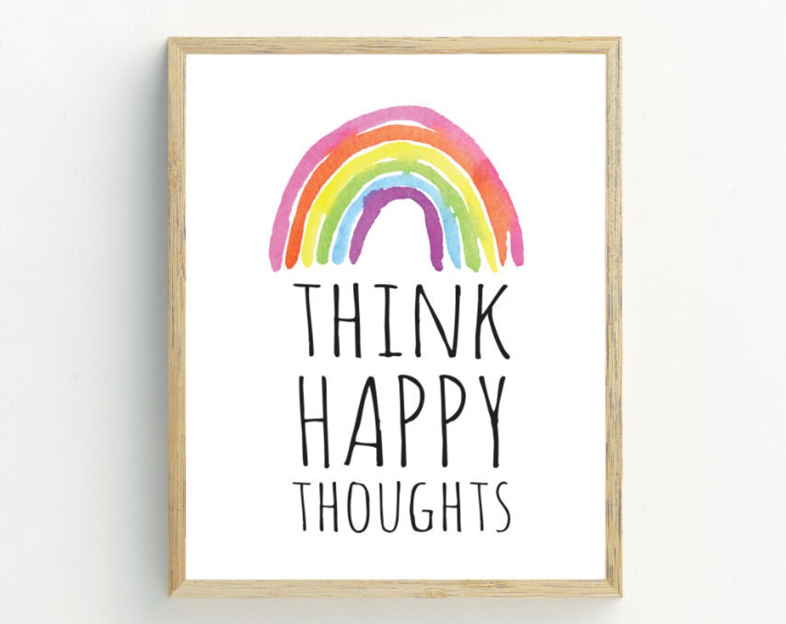 Think Happy Thoughts Rainbow Inspirational Wall Art