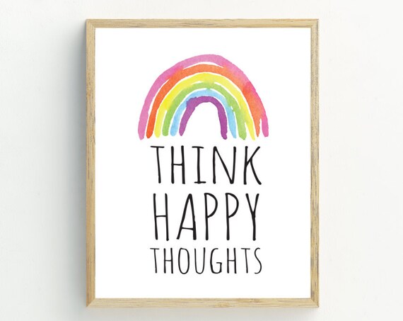 Think Happy Thoughts Rainbow Inspirational Wall Art