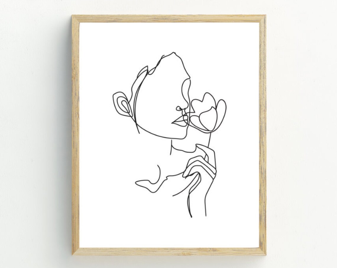 Abstract Woman Line Art, Black and White Print