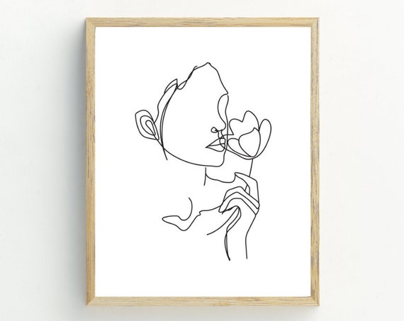 Abstract Woman Line Art, Black and White Print