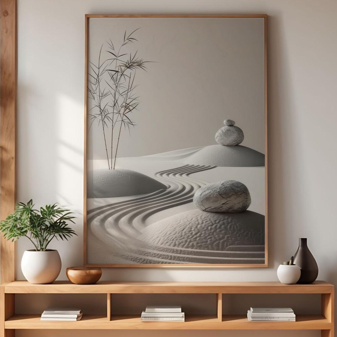 Zen Garden Sand Art, Minimalist Japandi Decor