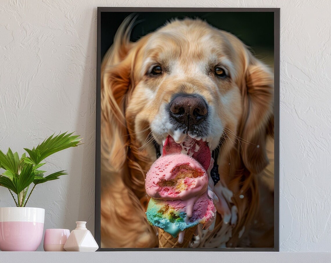 Golden Retriever Dog, Cute Funny Animal Poster