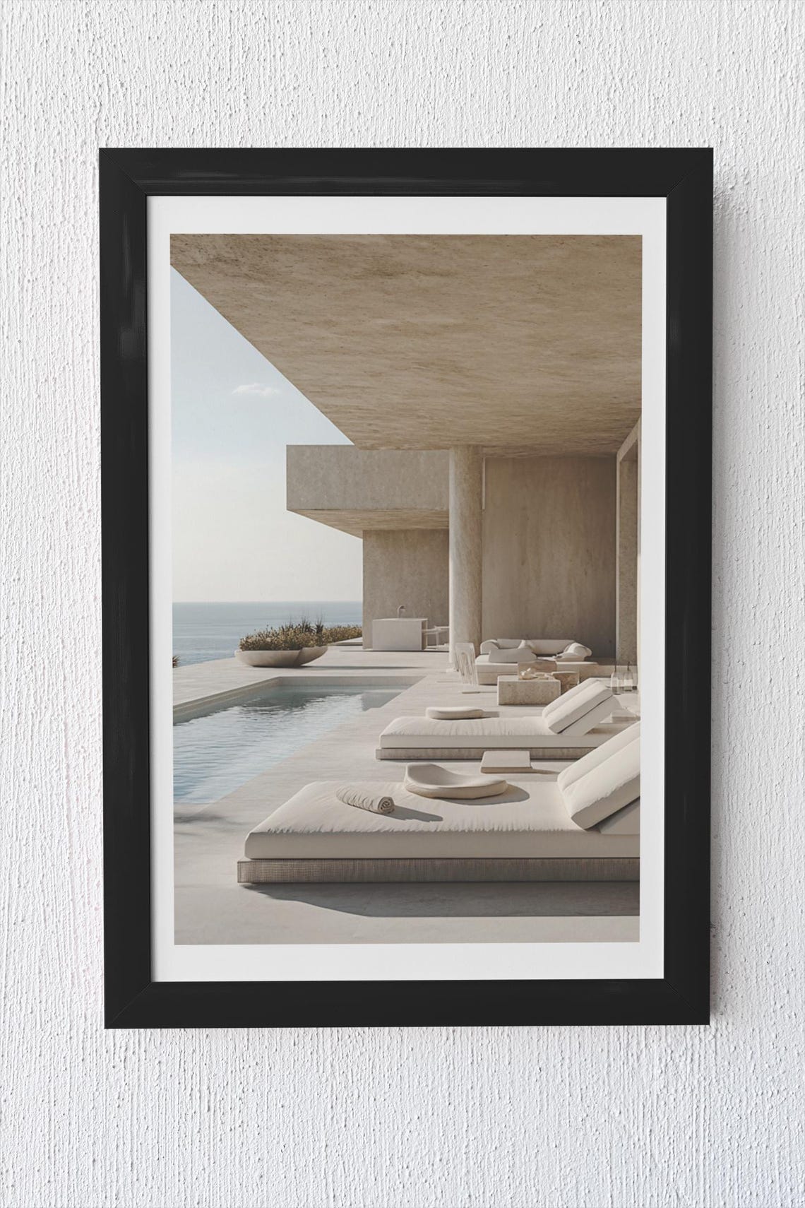 Minimalist Coastal Villa Infinity Pool Neutral Ocean View Poster - Image 4