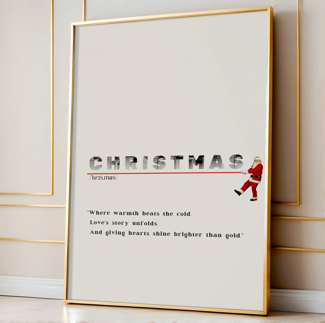 Christmas Definition Print Minimalist Santa Pulling Title Heartfelt Quote - Image 2
