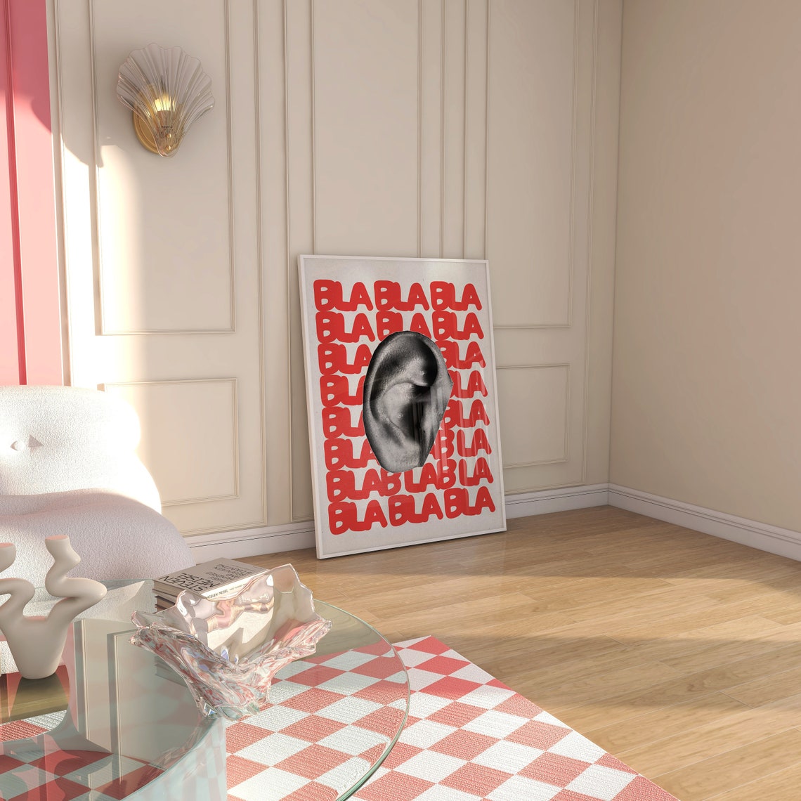 Bla Bla Bla Red Bold Typography Funny Ear Humorous Quote Poster - Image 2