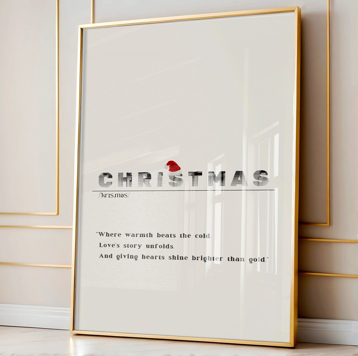 Christmas Definition Print Santa Hat On Title Minimalist Heartfelt Quote Art - Image 2