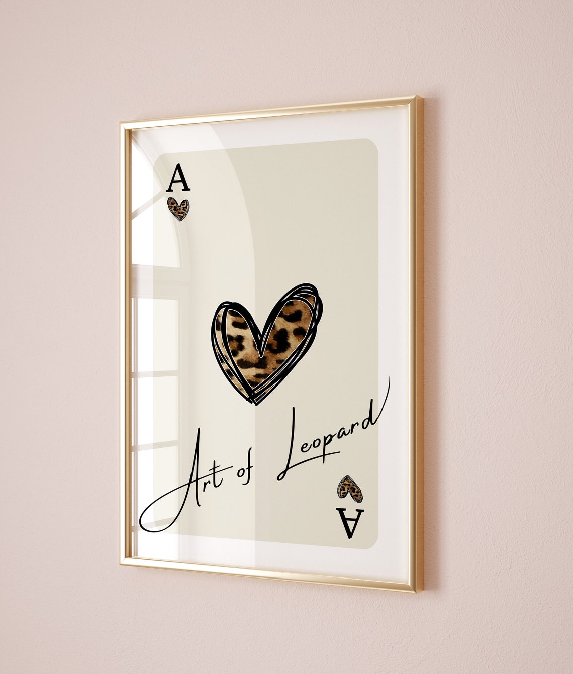 Art of Leopard Ace of Hearts Card Leopard Heart Girly Wall Poster - Image 2