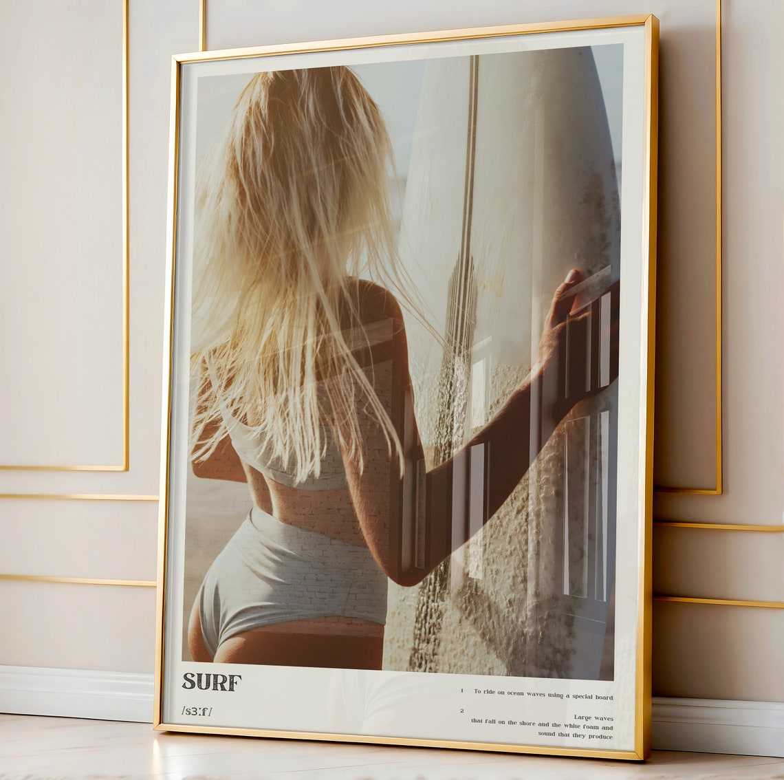 Surf Definition Photography Poster Blonde Surfer Holding Board