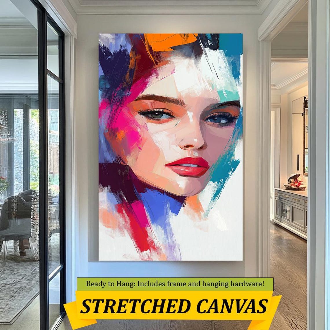 Abstract Colorful Portrait Vibrant Artistic Wall Art With Bold Brushstrokes Modern Home Decor Modern Wall Art - Image 3