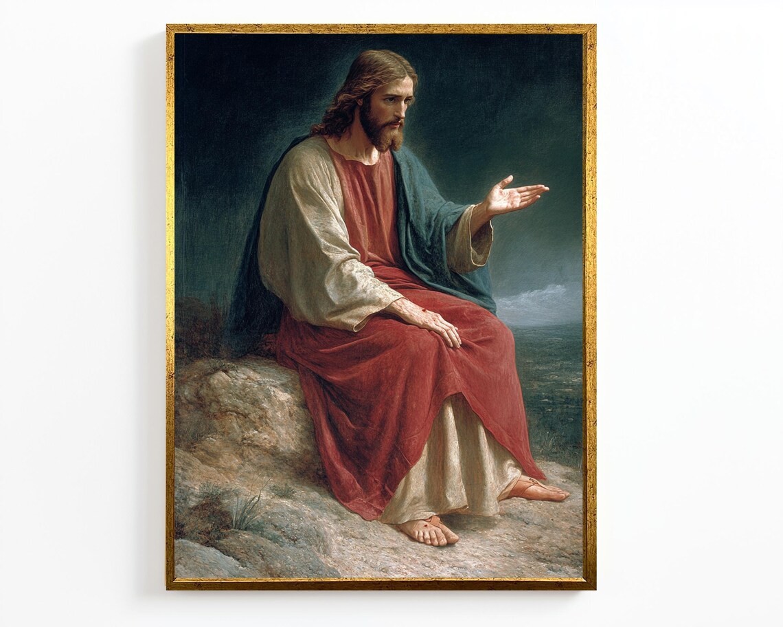 Jesus Christ Classic Seated Portrait Timeless Biblical Masterpiece Poster - Image 3