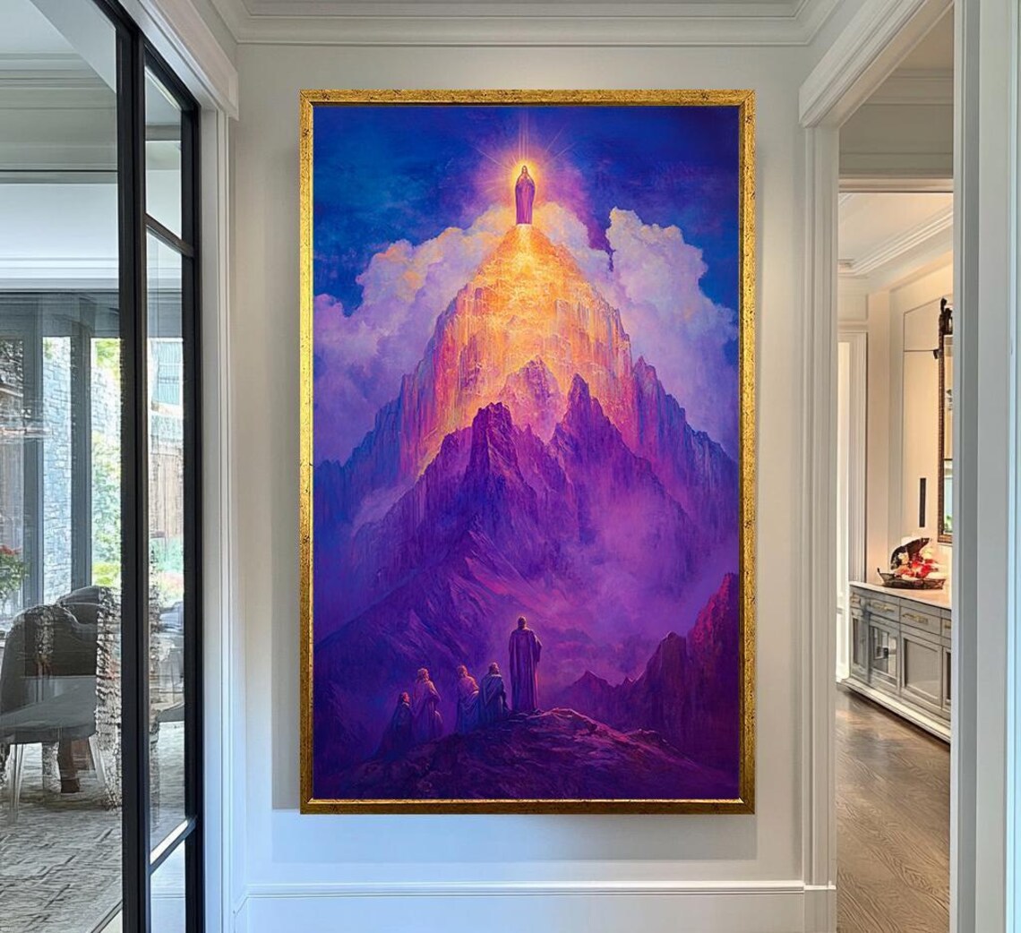 Transfiguration Jesus Glowing On Radiant Mountain Disciples Below Poster