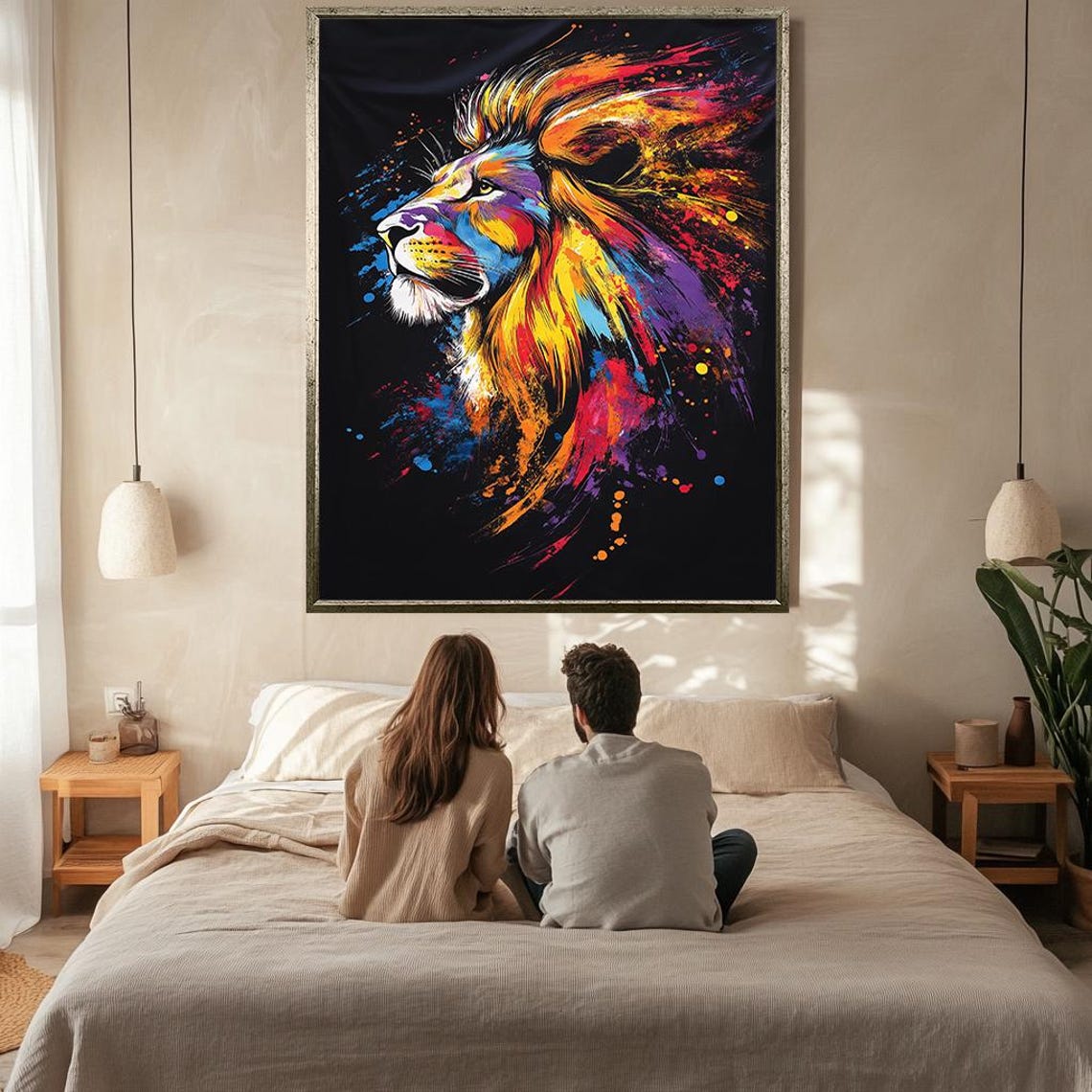 Bold Lion Art Vibrant Abstract Animal Wall Decor For Living Room Office - Image 2