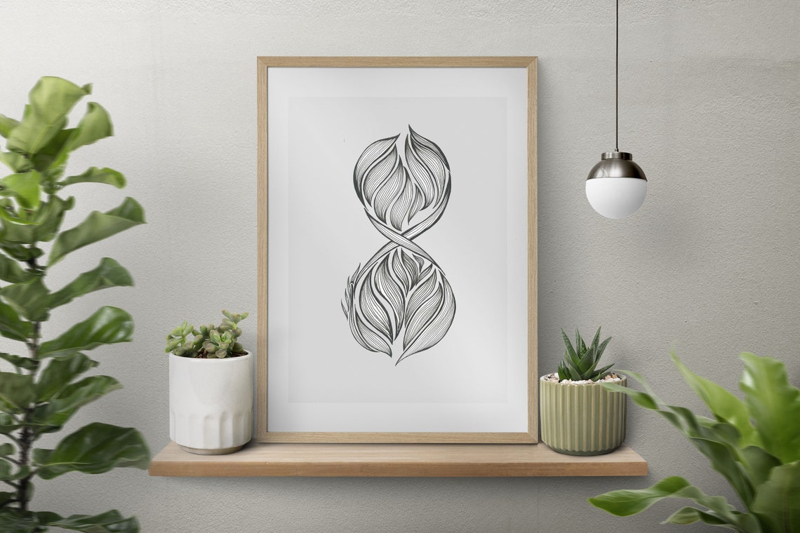 Black and White Infinity Symbol Intricate Zentangle Line Art Poster