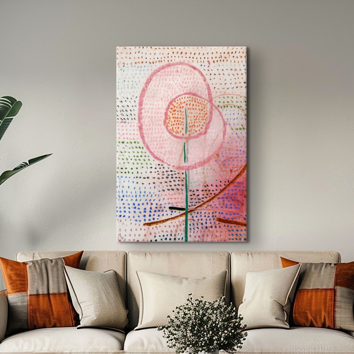 Paul Klee Pink Blossoming Flower Dotted Pointillist Abstract Poster