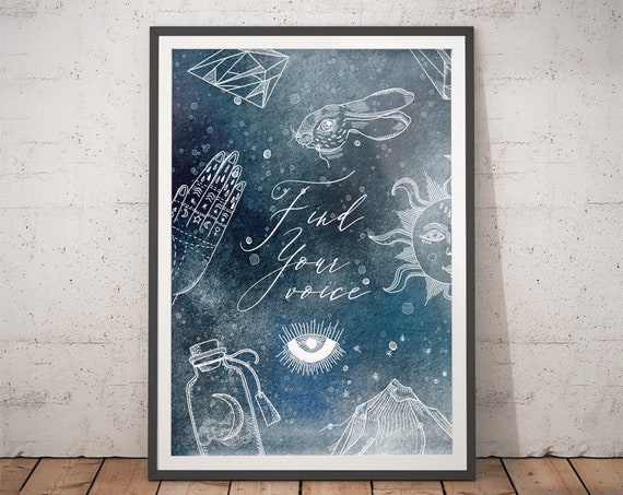 Find Your Voice Print Mindfulness Gift Constellation Print Celestial Watercolor Astrology Gifts Astrology Poster Best Friend Gift
