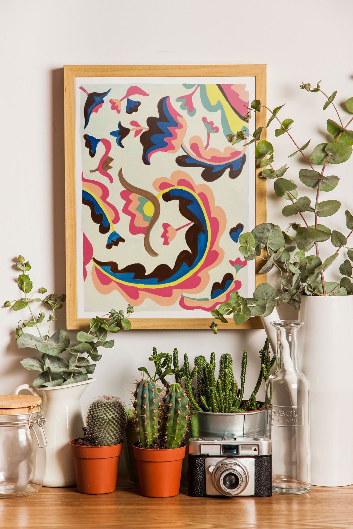 Bold Colorful Abstract Floral Swirls Playful Modern Art Poster - Image 2