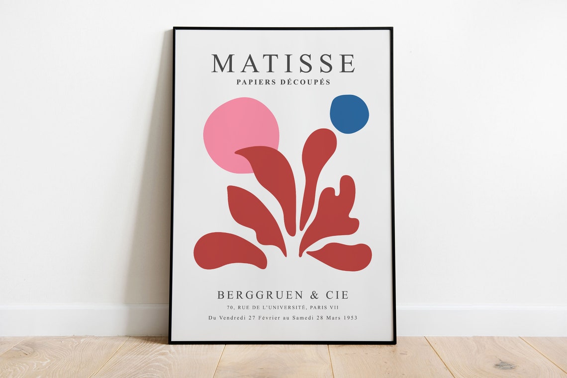 Matisse Berggruen 1953 Red Cut Paper Plant Circles Design Poster