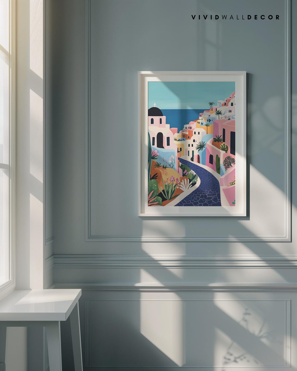 Santorini Greece Colorful Coastal Village Mediterranean Travel Poster - Image 4