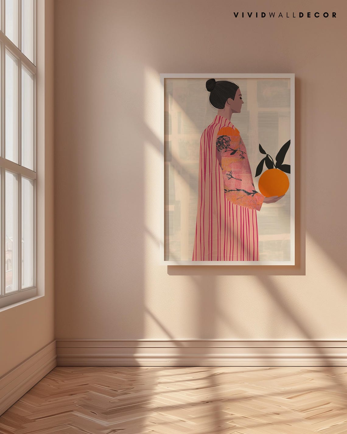 Minimalist Woman Holding Giant Orange Citrus Modern Art Poster - Image 4
