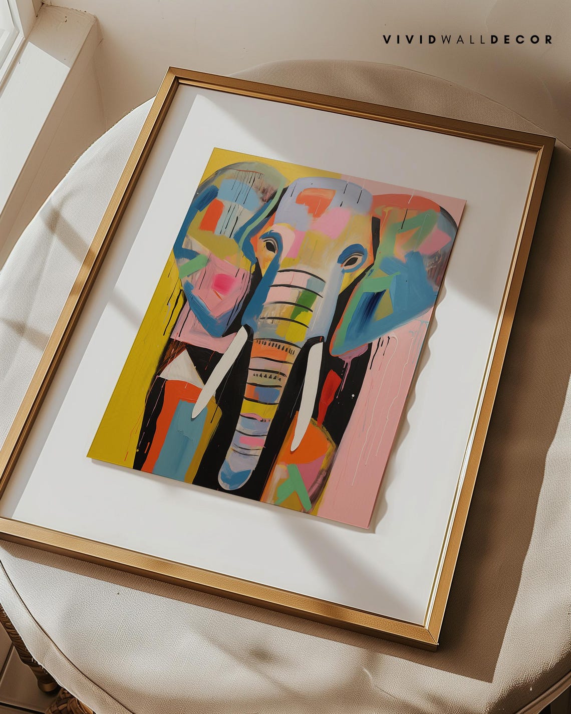Abstract Colorful Elephant Portrait Modern Maximalist Wall Art - Image 3