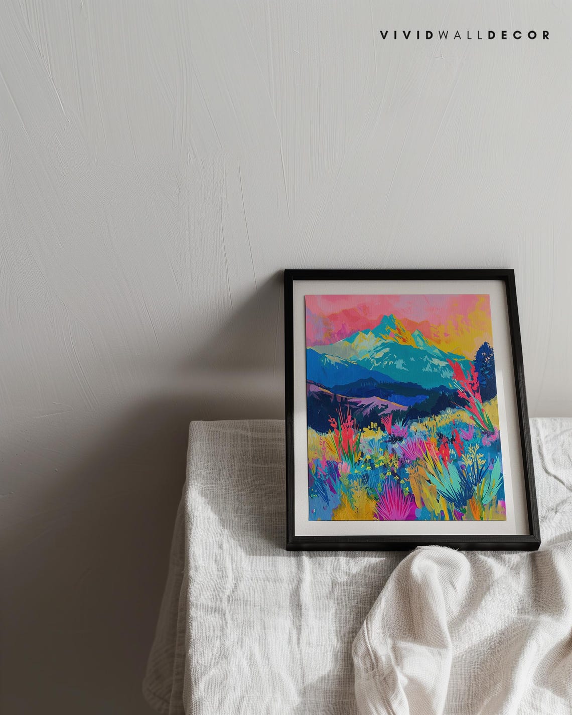 Colorful Mountain Meadow Wildflower Rainbow Landscape Wall Poster - Image 3
