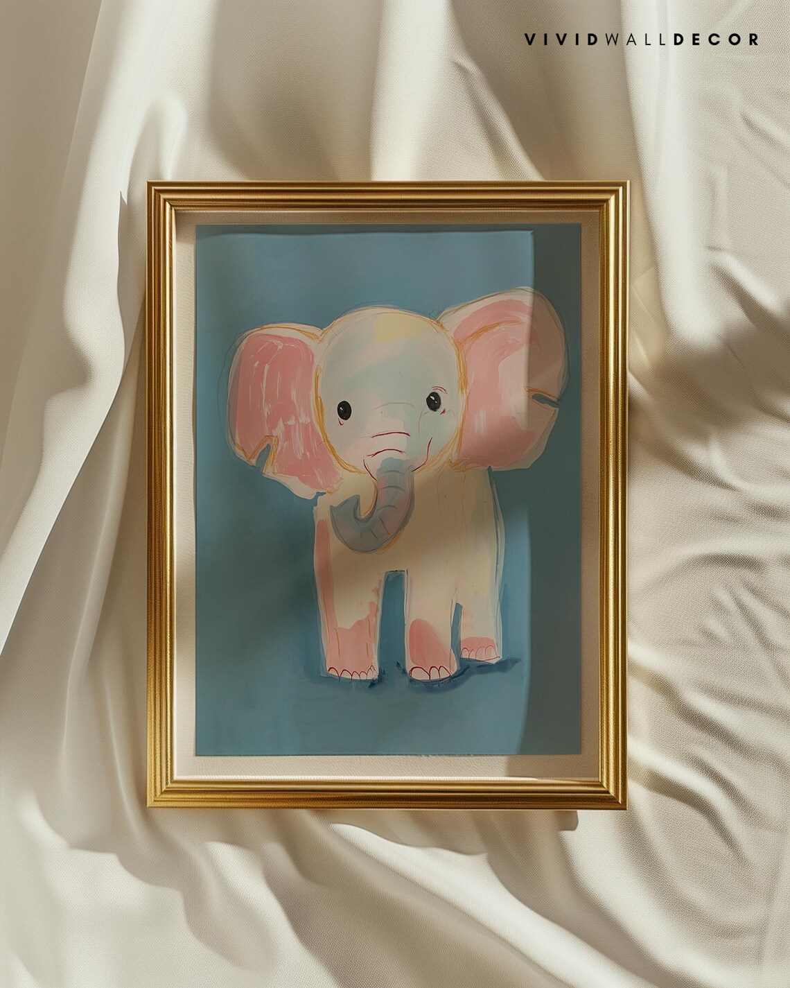 Baby Elephant Nursery Art Print, Whimsical Pastel - Image 3