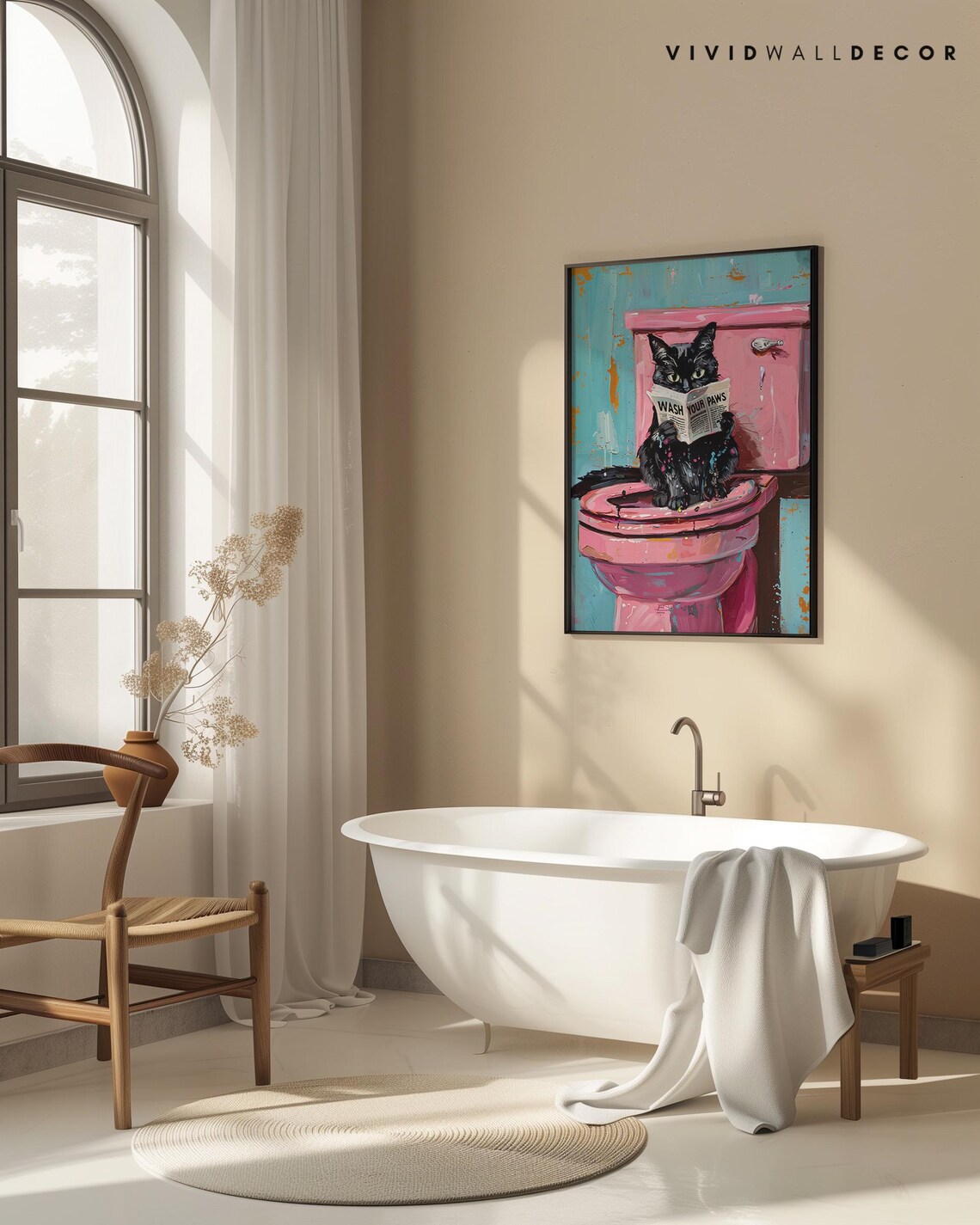 Wash Your Paws Cat Bathroom Humor, Quirky Art Print - Image 4