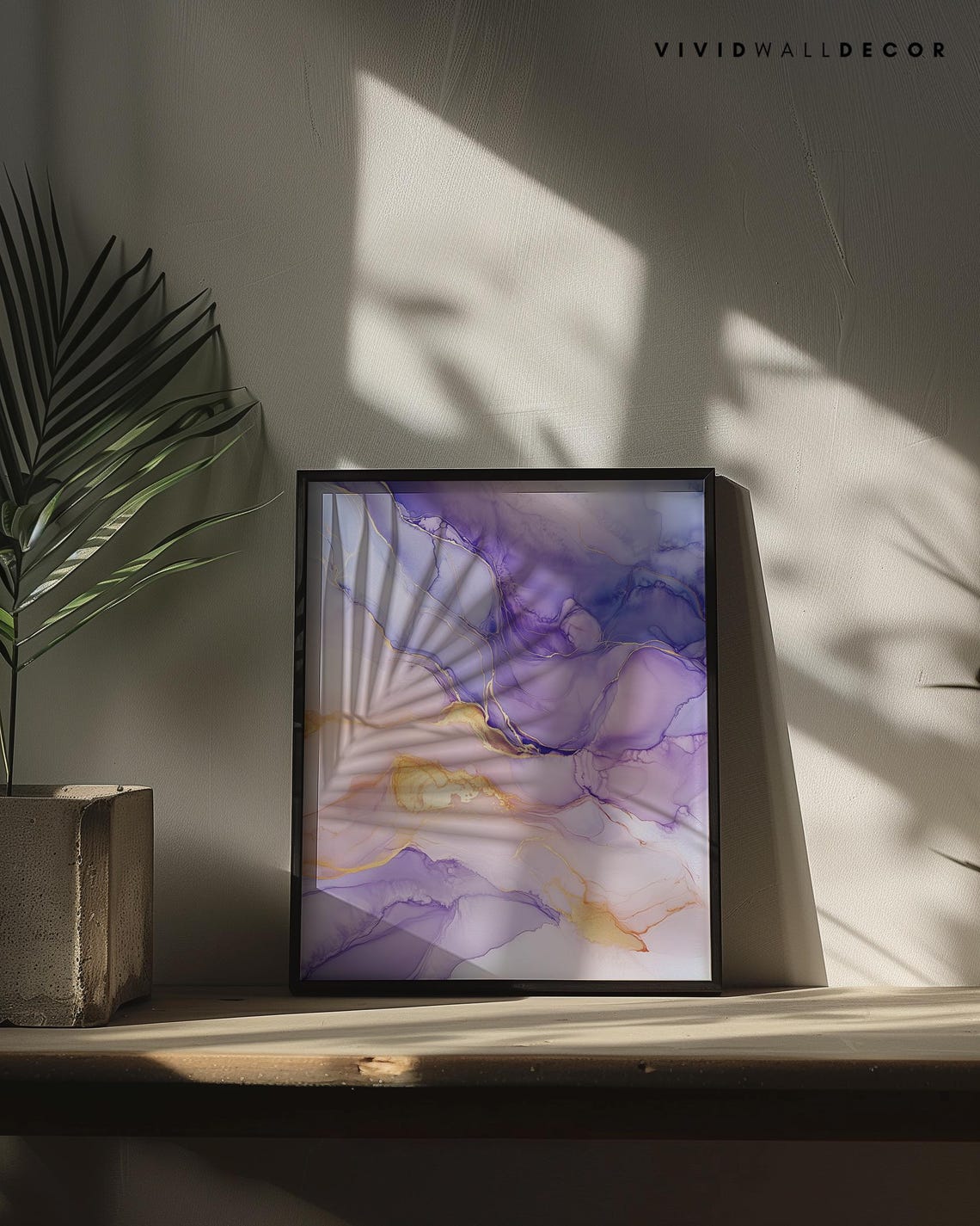 Lavender And Gold Abstract Fluid Art Minimalist Purple Marble Poster - Image 2