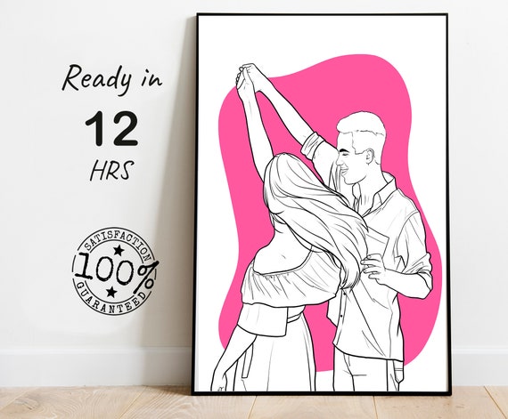 Couple Line Drawing Faceless Portrait One Line Painting Sketch Portrait Print Gift Line Art Painting Line Art Illustration Print Gift