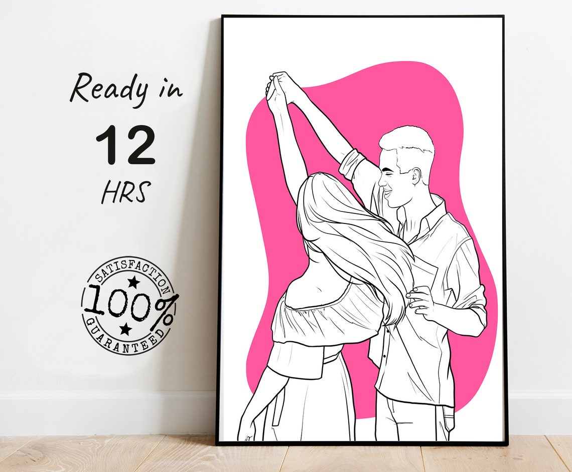 Couple Line Drawing Faceless Portrait One Line Painting Sketch Portrait Print Gift Line Art Painting Line Art Illustration Print Gift