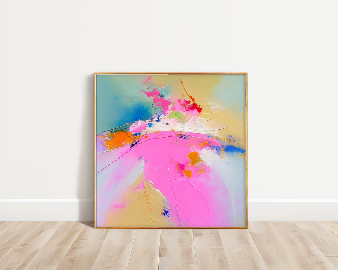 Blush Pink and Beige Minimal Abstract Square Modern Art Poster