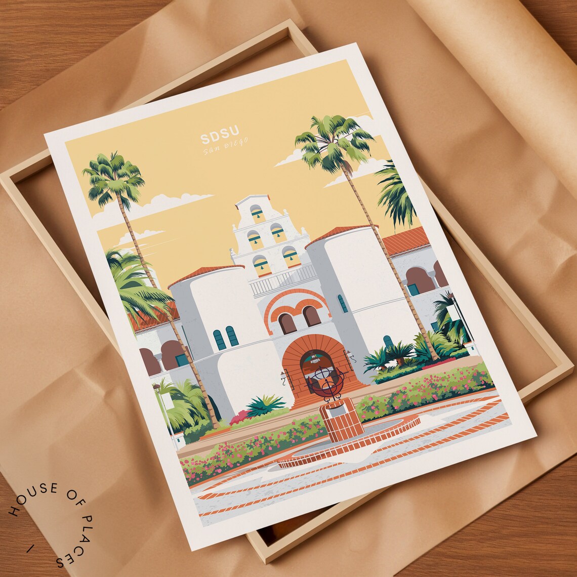 San Diego State University Travel Poster, Campus Art - Image 2