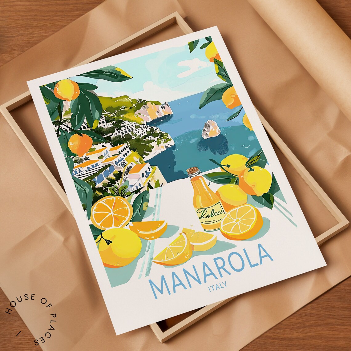 Manarola Italy Cinque Terre Lemon Grove Limoncello Travel Poster - Image 2