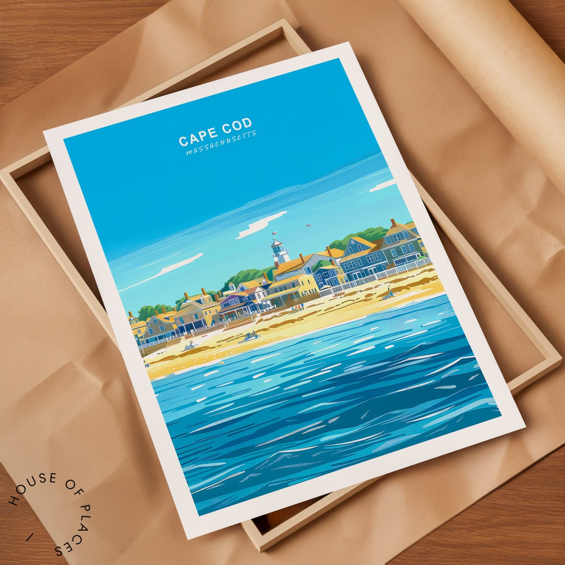Cape Cod Massachusetts Beach Town Lighthouse Summer Travel Poster - Image 2