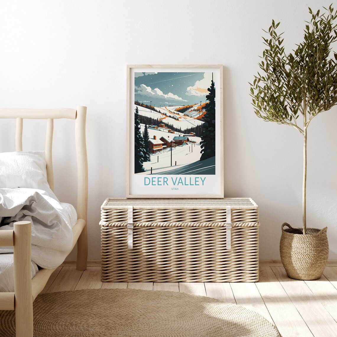 Deer Valley Utah Ski Travel Poster, Winter Travel Poster - Image 3
